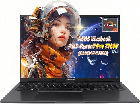 كمبيوتر محمول ASUS Vivobook 16 بوصة رفيع، AMD Ryzen 7 5800HS(Beat i7-1195G7)، كاميرا ويب، USB من النوع C، WiFi 6، Windows 11 Home، مع/لوحة ماوس (ذاكرة الوصول العشوائي 16 جيجابايت | 1 تيرابايت SSD) in Kuwait
