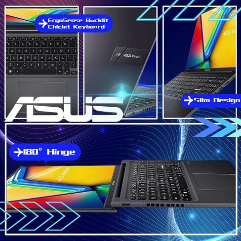 كمبيوتر محمول ASUS Vivobook 16 بوصة رفيع، AMD Ryzen 7 5800HS(Beat i7-1195G7)، كاميرا ويب، USB من النوع C، WiFi 6، Windows 11 Home، مع/لوحة ماوس (ذاكرة الوصول العشوائي 16 جيجابايت | 1 تيرابايت SSD) in Kuwait