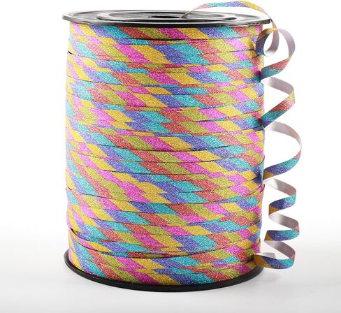 500 Yard Curling Ribbon, Rainbow Glitter Curly Ribbons for Gift Wrapping, Balloon Ribbon, Balloon String, Thin Ribbon, Gift Ribbon for Valentine's Day Wedding Birthday Party Christmas Decorations in Saudi Arabia