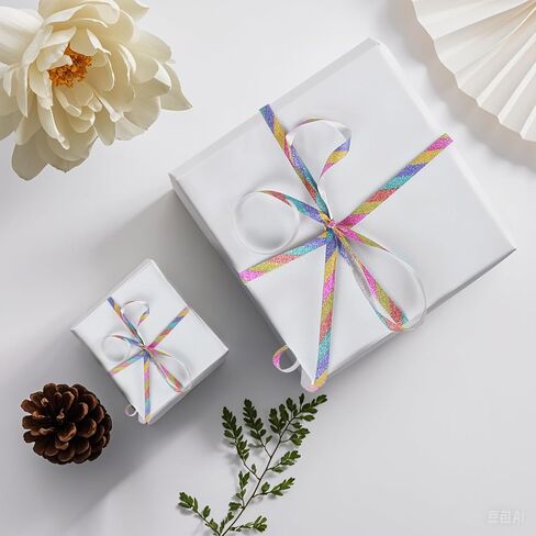 500 Yard Curling Ribbon, Rainbow Glitter Curly Ribbons for Gift Wrapping, Balloon Ribbon, Balloon String, Thin Ribbon, Gift Ribbon for Valentine's Day Wedding Birthday Party Christmas Decorations in Saudi Arabia