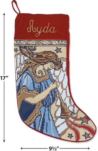 Lillian Vernon Personalized Needlepoint Reindeer Stocking - Heirloom Christmas Stocking, 100% Wool, 9.5" W x 17" L in Kuwait