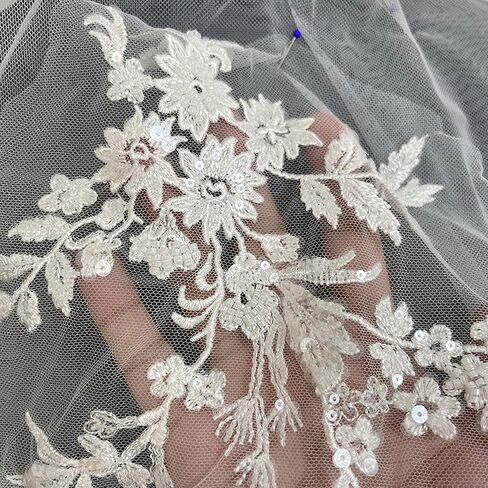 White Floral Lace Applique Large Embroidery Mesh Patch, 3D Flowers Fabric Lace Patches, DIY Wedding Dress, Bridal Gowns Doll Clothes Headwear Decor, Sewing Trim Supplies (style4(1pcs)) in Saudi Arabia