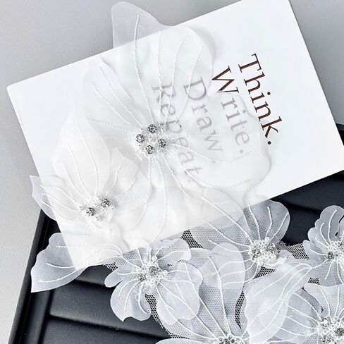 Flower Lace Appliques, 3D Embroidery Patches for Dresses,White Flower Appliques for Clothing, Bags, Jewelry DIY Crafts (White-2) in Saudi Arabia