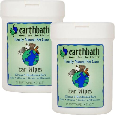 Earthbath, مناديل مبللة لأذن الكلاب - منظف لطيف لأذن الكلاب، أفضل مناديل مبللة للحيوانات الأليفة للكلاب والقطط، مصنوعة في الولايات المتحدة الأمريكية، مناديل مبللة للكلاب لم يتم الإساءة إلى الحيوانات في تصنيعها، تحافظ على آذان حيوانك الأليف نظيفة بشكل طبيع in Kuwait