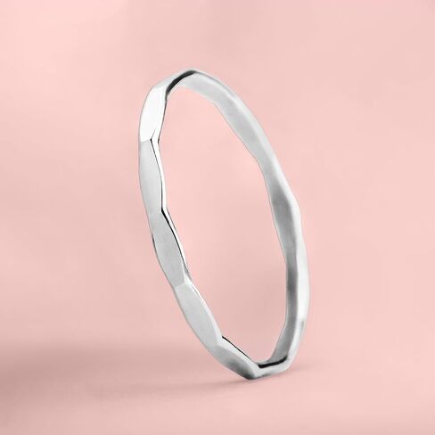 Mirror Hammered Stacking Ring | 1mm Skinny Textured Ring in Silver, Gold, or Rose Gold | Comfort Fit USA Sizes 4-12 (7.5, Sterling Silver) in Saudi Arabia