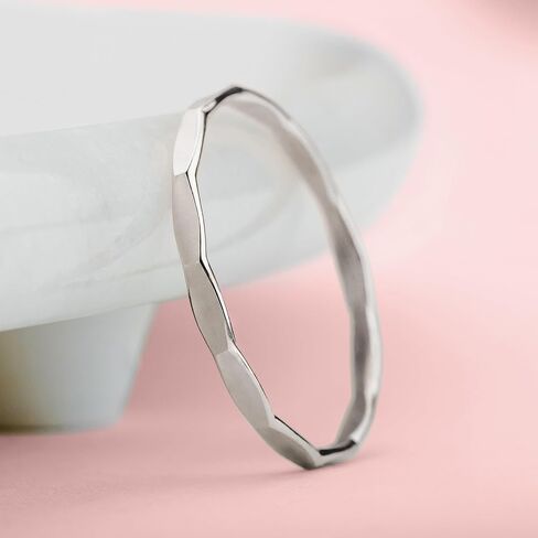 Mirror Hammered Stacking Ring | 1mm Skinny Textured Ring in Silver, Gold, or Rose Gold | Comfort Fit USA Sizes 4-12 (7.5, Sterling Silver) in Saudi Arabia