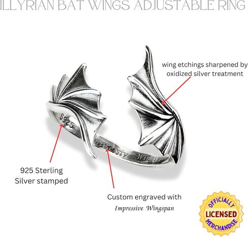 ACOTAR Wing Adjustable Ring S.J. Maas Licensed Illyrian Rhysand Crescent City Bat Boy Angel Malakim (Illyrian Bat) in Saudi Arabia