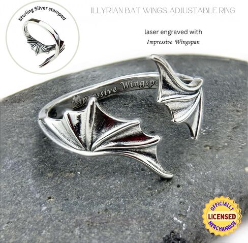 ACOTAR Wing Adjustable Ring S.J. Maas Licensed Illyrian Rhysand Crescent City Bat Boy Angel Malakim (Illyrian Bat) in Saudi Arabia