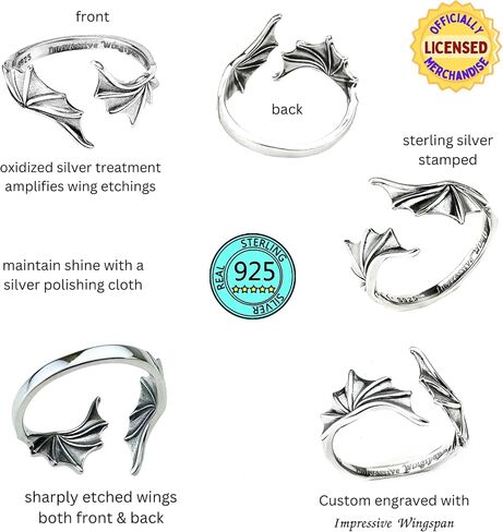 ACOTAR Wing Adjustable Ring S.J. Maas Licensed Illyrian Rhysand Crescent City Bat Boy Angel Malakim (Illyrian Bat) in Saudi Arabia