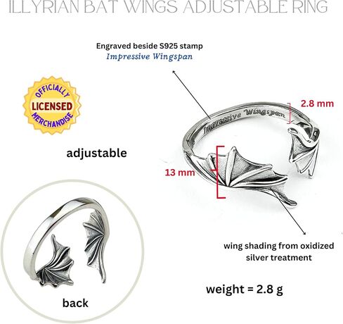 ACOTAR Wing Adjustable Ring S.J. Maas Licensed Illyrian Rhysand Crescent City Bat Boy Angel Malakim (Illyrian Bat) in Saudi Arabia