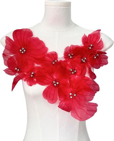 Flower Lace Appliques, 3D Embroidery Patches for Dresses,White Flower Appliques for Clothing, Bags, Jewelry DIY Crafts (White-2) in Saudi Arabia