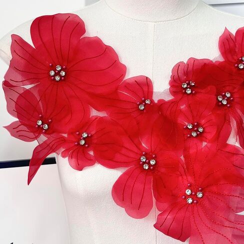 Flower Lace Appliques, 3D Embroidery Patches for Dresses,White Flower Appliques for Clothing, Bags, Jewelry DIY Crafts (White-2) in Saudi Arabia