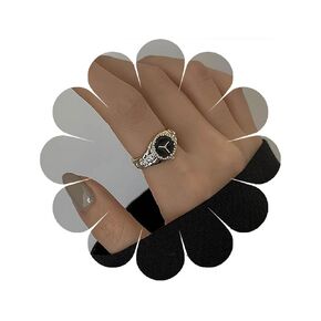 Vintage Watch Ring Silver Watch Knuckle Ring Watch Open Finger Ring Retro Stacking Ring Adjustable Handmade Ring Jewelry for Women and Girls (Silver)
