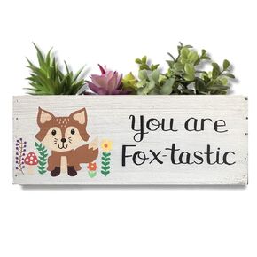 Fox Planter, Custom Text, Cute Fox Woodland Theme Decorative Box, Handmade Plant Pot