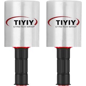 Stretch Wrap, 2 Pack 5 Inch x 1000 Feet Shrink Wrap Roll with Plastic Handle, Industrial Strength Clear Heavy Duty Film, Durable Self Adhering Packing Supplies for Moving, Packing