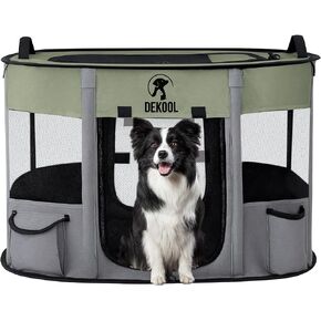 Foldable Pet Dog Playpen, Portable Dog Crate for Puppies, Cat, Rabbit, Chicks, Puppy Play Pen for Indoors, Kennel Tent Crate for Indoor Outdoor Travel Camping Use with Carrying Case (Green, M)