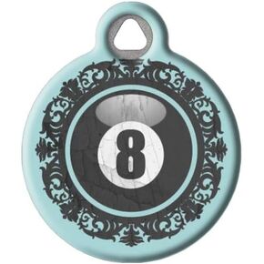 Dog Tag Art Vintage-Retro ’60s Mod Custom Pet ID Tag for Dogs and Cats, Personalized Dog Tag with Customized Identification Info, Victorian 8 Ball, Large (1.25" Diameter)