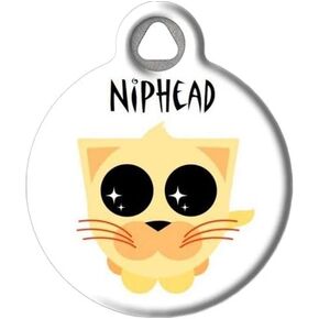 Dog Tag Art Custom Pet ID Tag for Cats - Nip Head - Small - .875 inch
