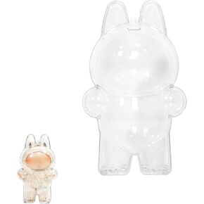 Clear Display Case for 15cm Plush Doll - Acrylic Protective Seat Cover for Plush Doll and Blind Box Figures, Portable Dust-Resistant Dolls Storage Box, Accessories, No Doll (Sitting)