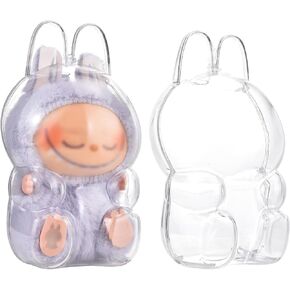 Protective case for labubu,Clear Acrylic Display case for labubu,Figure Display Box with Keychain(Doll Not Include)