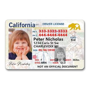 Kid ID Card Novelty Driver License Card For Children Under 12 Years Child Safety ID Badges With Phone Number Custom ID Card Anti-loss