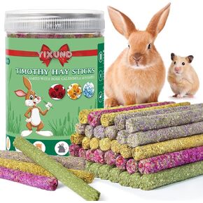 40PCS Rabbit Chew Sticks with Lavender, Timothy Hay, Calendula, Rose,Bunny Chew Toys, Guinea Pig Toys, Chinchilla Toys - Healthy Teeth & Boredom Relief Safe for Small Rodents