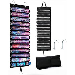 Playmat Tube Storage Bag, Transparent Portable Playmat Case for Game Mat and Tubes, Over-the-Door Design with 2 Hooks, Hangable Playmat Holder with 12+1 Slots