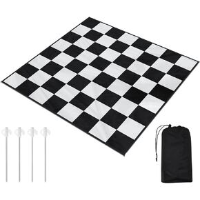 9x9ft Giant Chess Game Mat Nylon Board Mat for Outdoor with 4 Ground Nails and Storage Bag, Compatible with 25 37 49 Inch Giant Chess Sets and 10 Inch Large Checkers, Checker Not Included