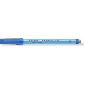 STAEDTLER Lumocolor 305 F-3 Correctable Film Pen F-Tip Approx. 0.6 mm Pack of 10 in Cardboard Box Blue