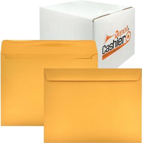 500 Cashier Depot 9" x 12" Booklet Envelopes (Open Side), Heavy 28lb. Brown Kraft Paper, Strong Gum Flap, 500 Envelopes