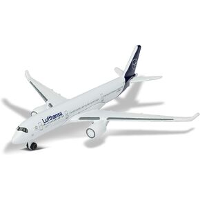 Majorette 212057980Q02 Airbus 350 Lufthansa, Plane, Original Design, Toy, Airplane, Approx. 11 cm, White, for Children Over 3 Years
