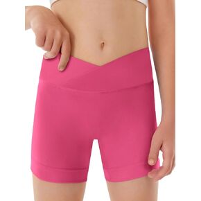 Girls Athletic Shorts Slim Tummy Control V Cross Waist Short Leggings Bike Dance Gymnastics Shorts in Kuwait