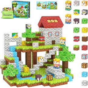 100PCS Magnetic Blocks with Forest Animals Toys, Build Mine Magnet World Set, Magnetic Tiles Building for Boys & Girls Age 4-8 5-7, STEM Montessori Sensory Toys for Toddlers Kids Gifts 3+ Years Old
