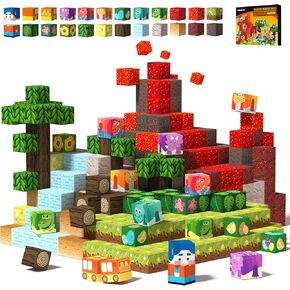 GobiDex Magnetic Blocks Kids Building Toys for Boys Girls 3+, Game-Based Build MagWonder with Magnet Construction Toys, Upgraded STEM Sensory Gift for Birthday (1 inch)