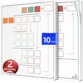 SCRIBBLEDO Long Division Practice 11"x14" Reusable Sheets Math Manipulatives for Classroom Teaching Materials 5th Grade Classroom Must Haves Special Education Math Centers 10-Pack Dry Erase Sheets