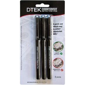 CONTROLTEK DTEK Counterfeit Detector Pen, Pack of 3