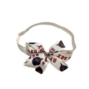 Red Sox Baby Girl Boutique Bow Elastic Headband (0-3m)