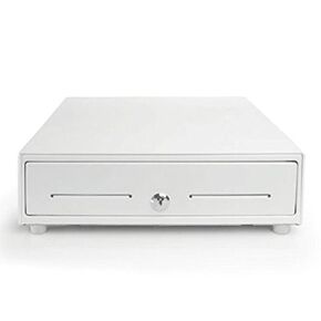 Star Micronics 37965590 Cash Drailer ، 16 "× 16" ، مدفوعة الطابعة ، 5 عملة بيل 8 ، فتحات وسائط ، كابل ، أبيض
