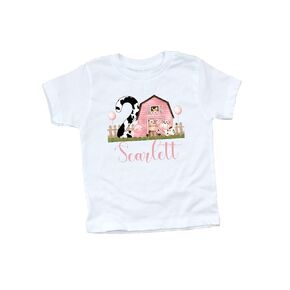 Girl Farmyard Animals Birthday Girls Second Bday Cow Shirt Moo I'm Two 2nd Kids T-shirt Pink Farm Themed Party