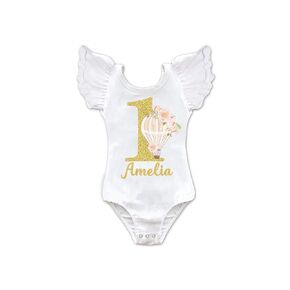 Girls Personalized Pastel Hot Air Balloon Birthday Top Leotard