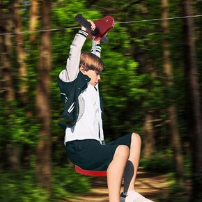 160Ft Zipline Set Zip Lines for Kids and Adults Zip Line Kit Up to 330Lb with Galvanized Iron Zipline Outdoor Playground Equipment Easy to Assemble/Dismantle for Family Backyard Parks Camping