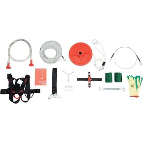 Galvanized Iron Zip Line Kit for Backyard, 160ft Stainless Steel Spring Brake, 330lbs Load-Bearing Trolley Set with Safety Harness, Outdoor Playground Equipment for Kids & Adults