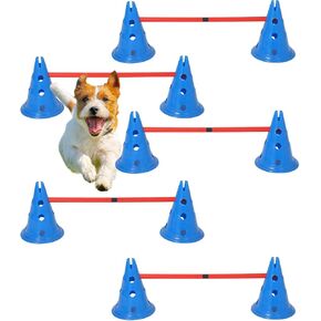 Dog Agile Course Backyard Set, Dog Obstacle Course Backyard with 2-Set Agility Hurdle,Jump Ring, Tunnel, Pause Box, 8 Weave Poles, Toy Balls & Portable Storage Bags,Dog Agility Equipment