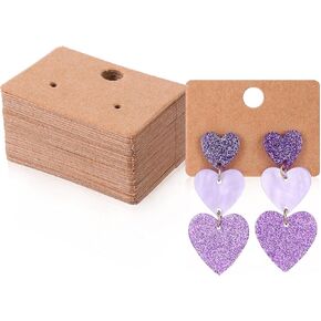 200 PCS Earring Cards, 1.77 x 1.26 Inches Kraft Paper Earring Display Holder Cards Kraft Paper Earrings Tags Hanging Jewelry Display Cards for Earrings Necklace Jewelry Bags (White)