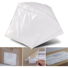 Clear Shipping Label Sleeves 7" x 5.7" – Packing Slip Pouches with Strong Adhesive – Waterproof Packing List Envelopes 100 Pack – Durable Label Pouches for Shipping