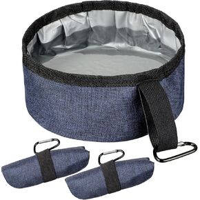Meanplan 2 Pack Platable Dog Bowls قابلة للطي طبق الكلب الطبق الجرو المحمول وملحقات المشي لمسافات طويلة للحيوانات الأليفة للحيوانات الأليفة الصغيرة والكبيرة (الأزرق الداكن ، 40 أونصة)