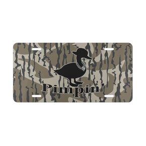 Sandy Bottom Camo with Pimpin' Duck Vanity Plate, License Plate, Gifts for Him, Hunting Gifts, Duck Hunting