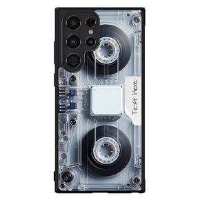 Cassette Tape Clear Future Personalized Black Rubber Phone Case Compatible With Samsung Galaxy S25 S25+ S25 Ultra S24 S24+ S24 Ultra S24FE, S23 FE S23+ Ultra S22 S22+