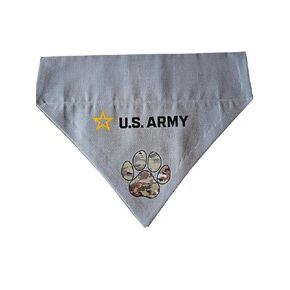 U.S. Army Logo with Camo Paw Over the Collar Dog Bandana That Slips Onto Your Dogs Existing Collar Size (Large)