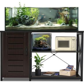55-75 Gallon Fish Tank Stand - Large Aquarium Stand, Durable Hardwood, Electrical Outlets, 1000 lbs Capacity, Dark Brown